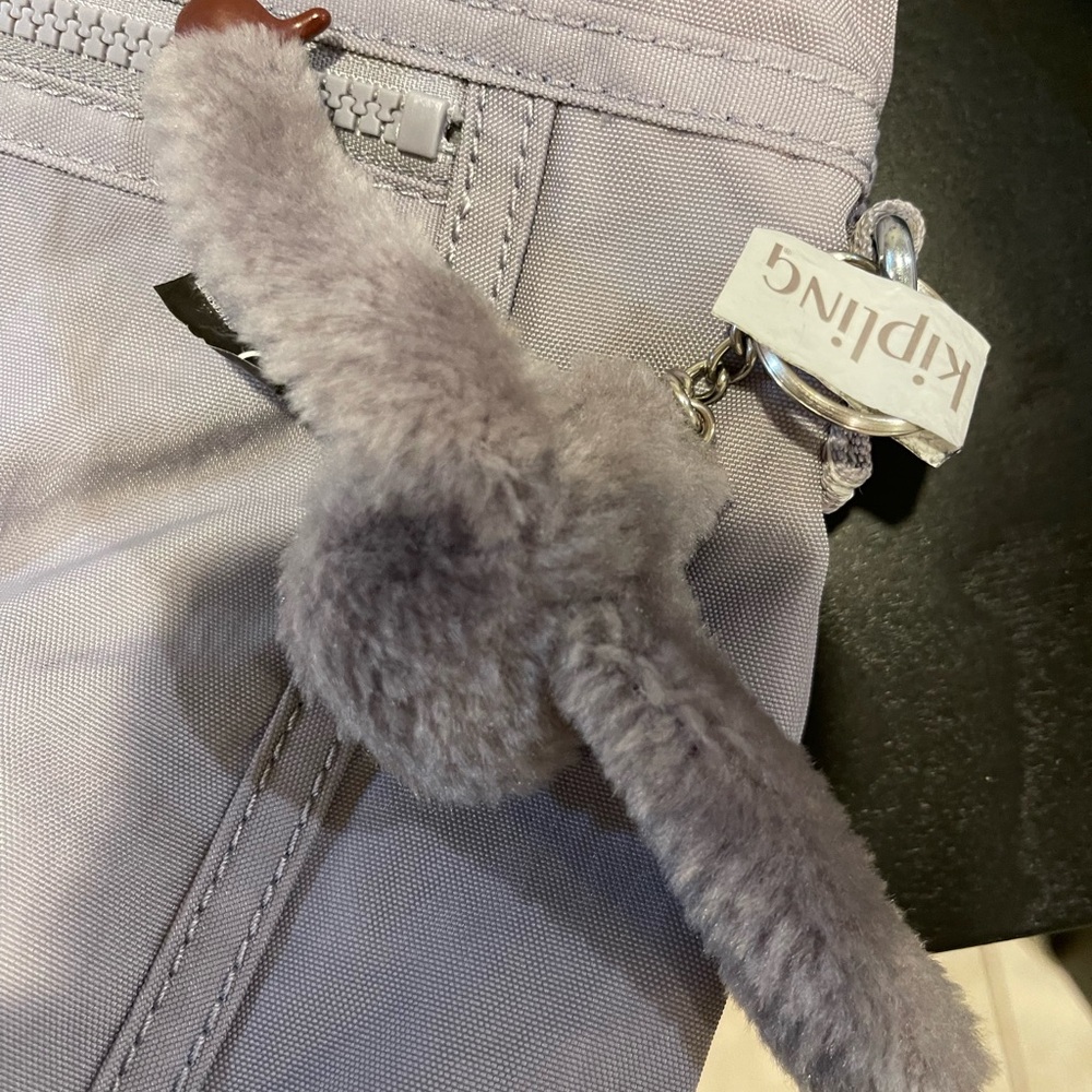 Kipling Light Gray Tote With Patterned Strap - image 8